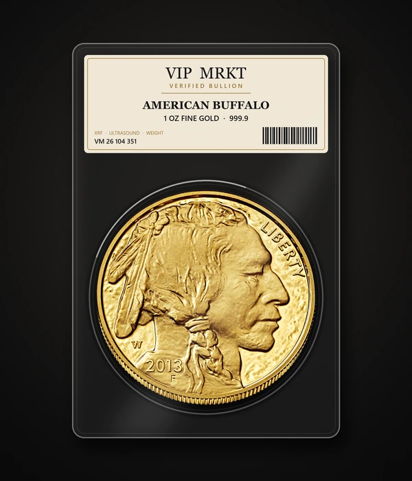American Buffalo 1 oz 999.9, в запаянной капсуле-холдере