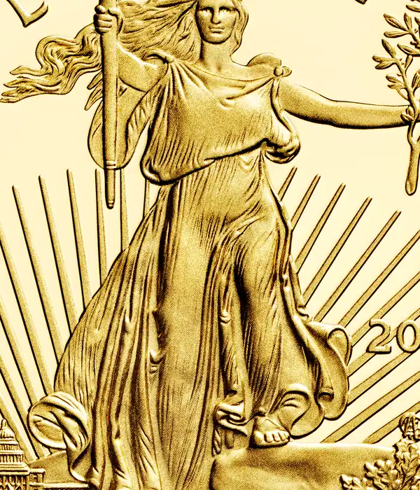 American Gold Eagle 1 oz 916.7, detail close-up