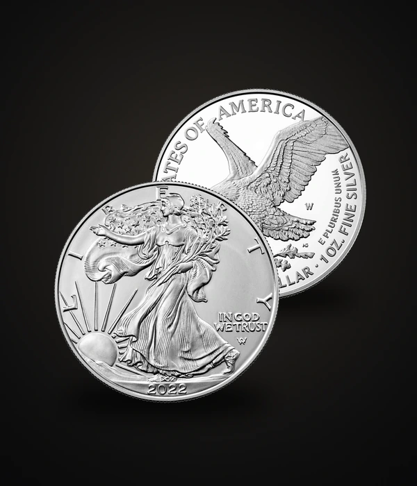 American Silver Eagle 1 oz 999, etu- ja takapuoli