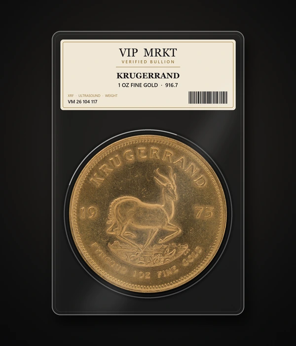 Krugerrand 1 oz 916.7, в запаянной капсуле-холдере