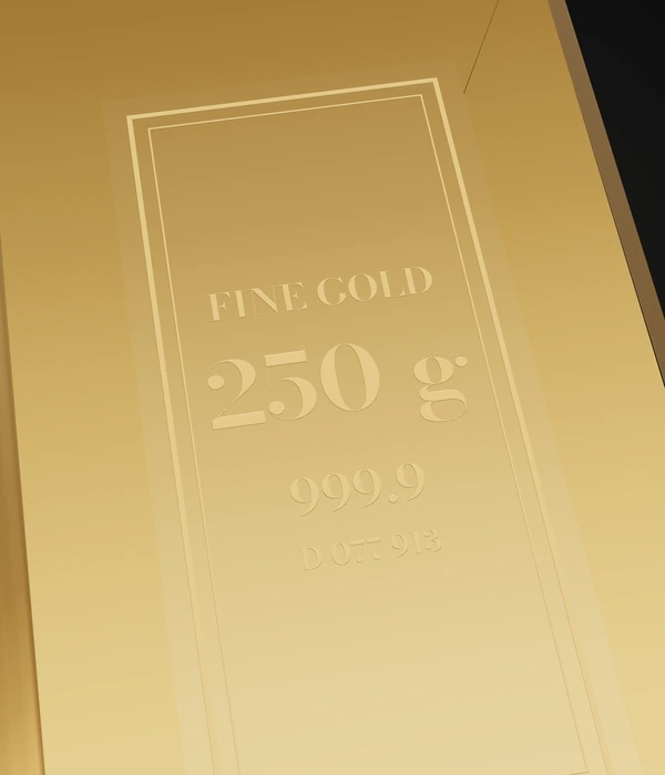 Kullakang 250 g 999.9, tempel lähivaates