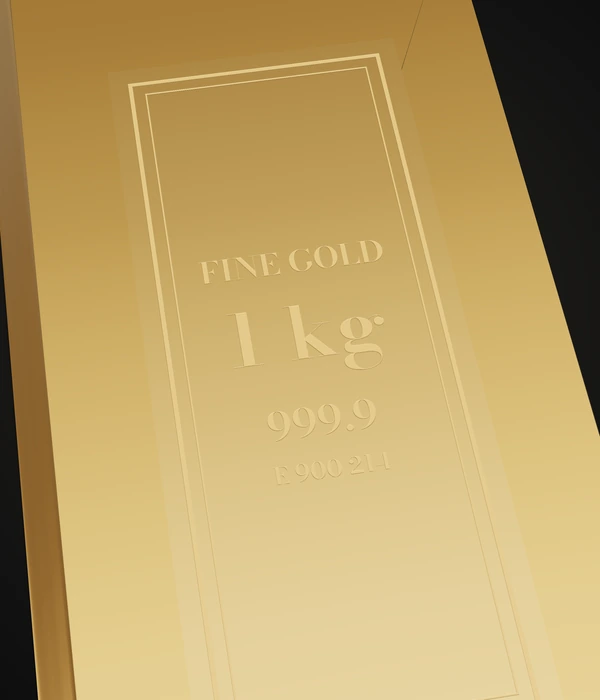 Kultaharkko 1 kg 999.9, leima lähikuvana