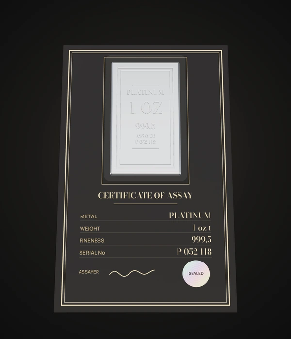 Платиновый слиток 1 oz 999.5, в запаянном блистере с сертификатом
