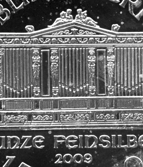 Vienna Philharmonic Silver 1 oz 999, detail close-up