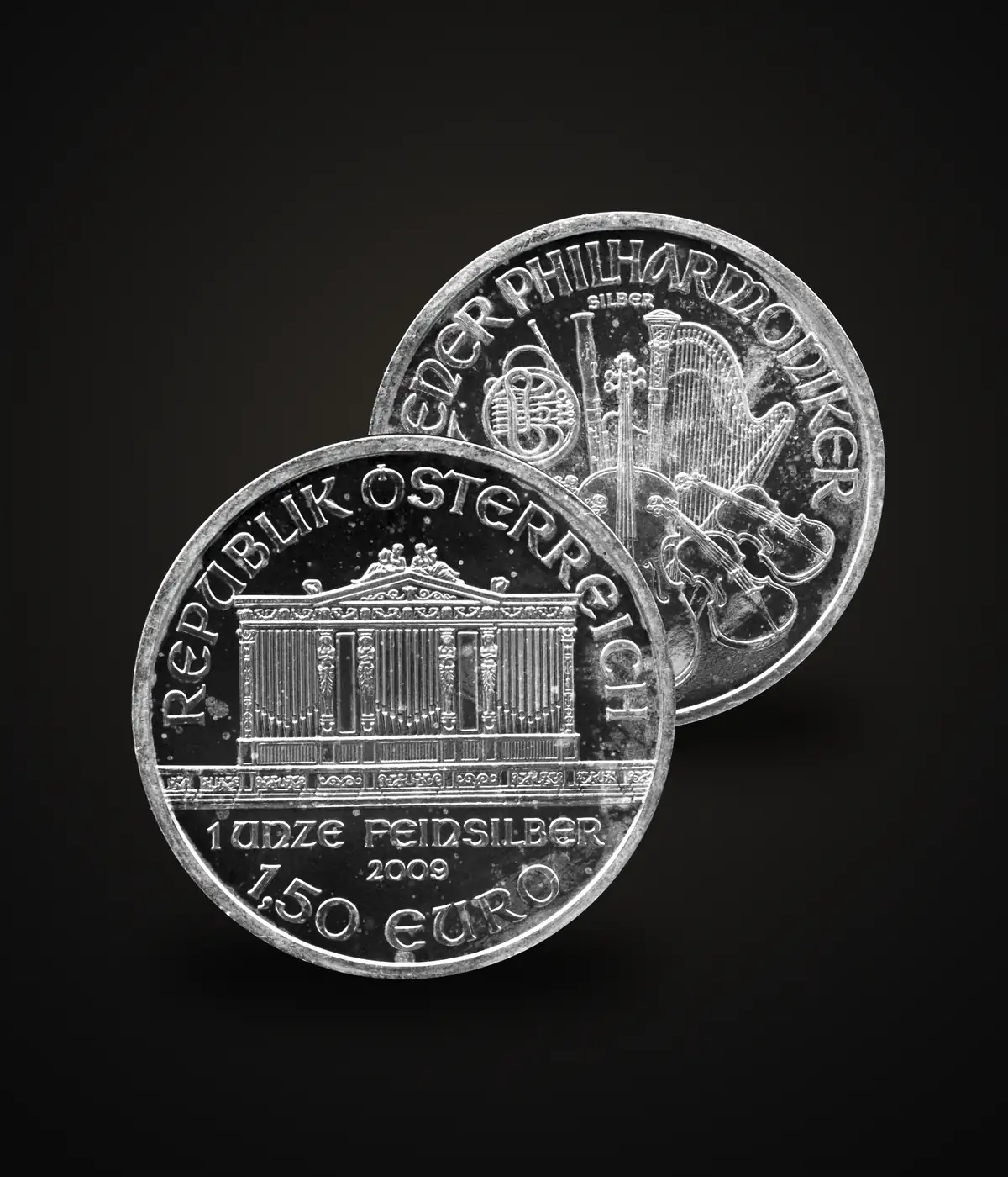 Vienna Philharmonic Silver 1 oz 999, аверс и реверс