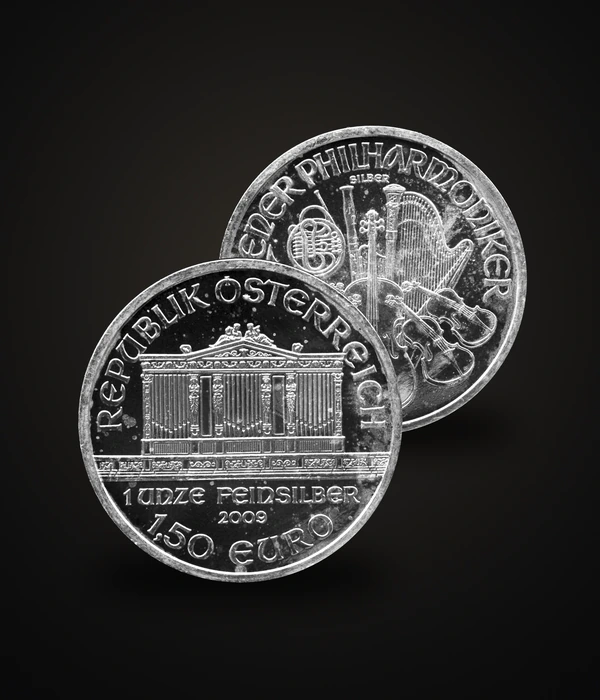 Vienna Philharmonic Silver 1 oz 999, аверс и реверс