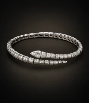 Bulgari Serpenti Viper käevõru teemantidega, 18k valge kuld