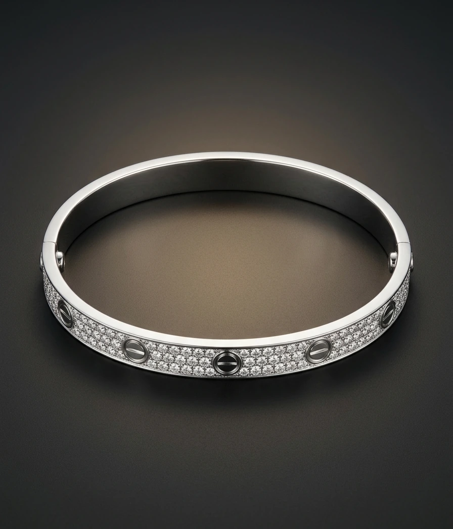 Cartier Love bracelet, full pavé, 18k white gold