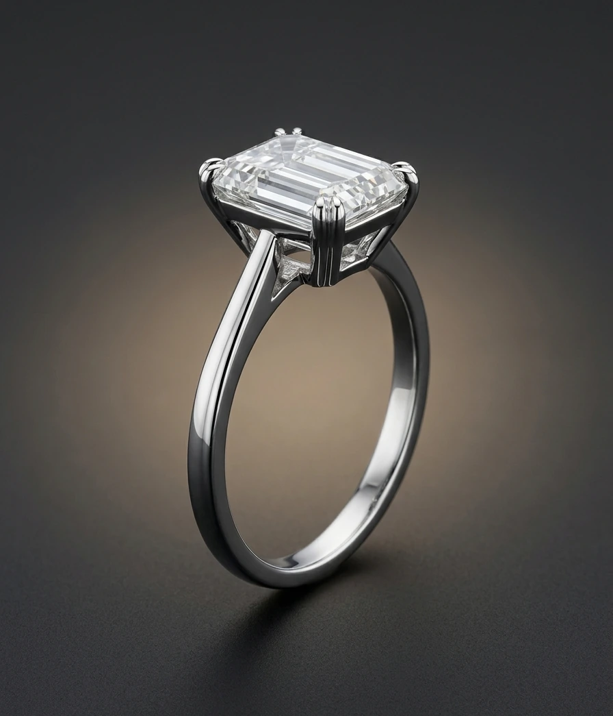 Harry Winston emerald-cut solitaire 2.50 ct, Platinum 950