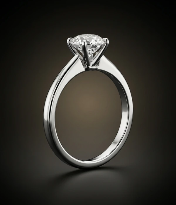 Round diamond solitaire ring 1.52 ct, Platinum 950