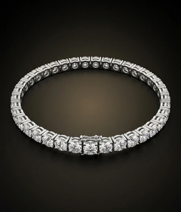 Timanttinen tennisrannekoru 5,10 ct, 18k valkokulta