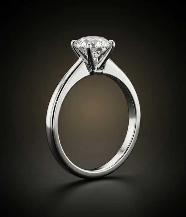 Timanttisormus, briljantti 1,52 ct, Platina 950, sivulta