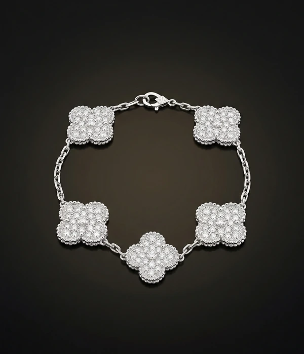 Van Cleef & Arpels Vintage Alhambra bracelet, diamonds, 18k white gold